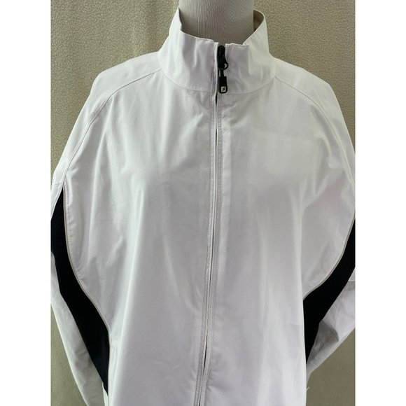 FJ White w/ Black/Tan Accent Lightweight Windbreaker Jacket, Size XL - Picture 2 of 12